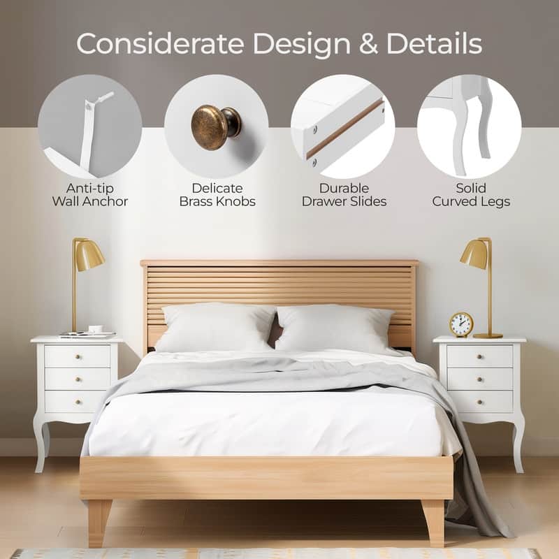 3 Drawer Nightstand White