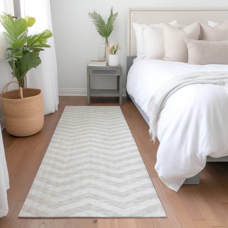 Premium Washable Super Soft Modern Chevron Mayfield Rug - Ivory - 2'3" x 7'6"
