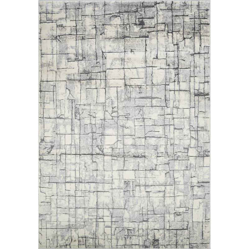 Intense Collection Transitional Light Grey/Bone Abstract Area Rug