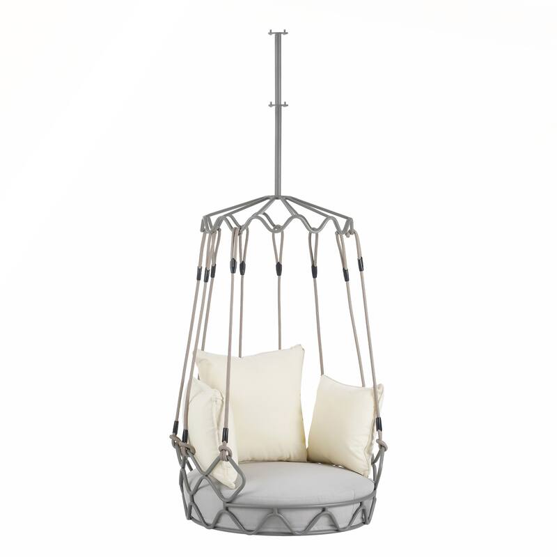 Elegant Outdoor Porch Swing Chair with UV Resistant Cushion for Patio and Balcony