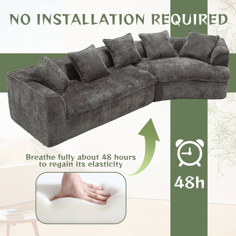 Modern Boucle 3-Seater Sofa with Double Seat and Corner Design, Oversized and Comfortable for Living Room or Office.