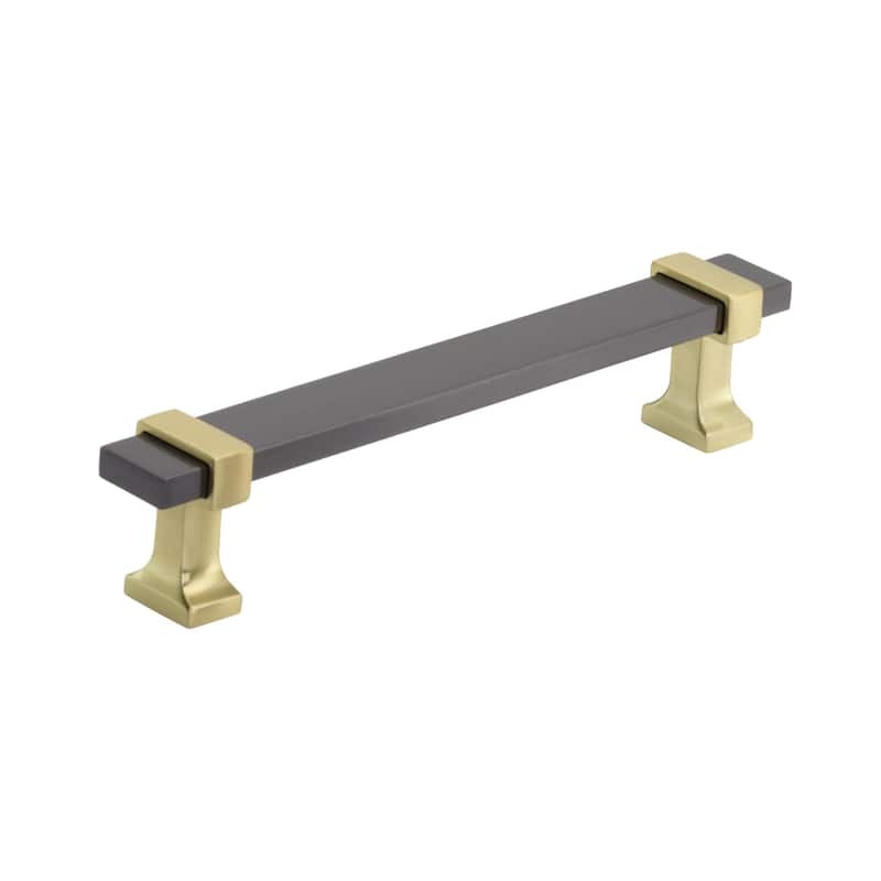 Amerock Overton Cabinet or Furniture Pull - 5-1/16 in (128 mm) Center-to-Center - Black Chrome/Brushed Gold