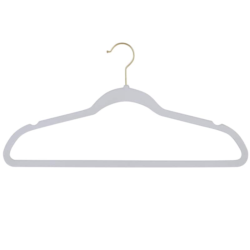Simplify 25 Pack Slim Velvet Gold Hook Hangers - 17.7" x 9"