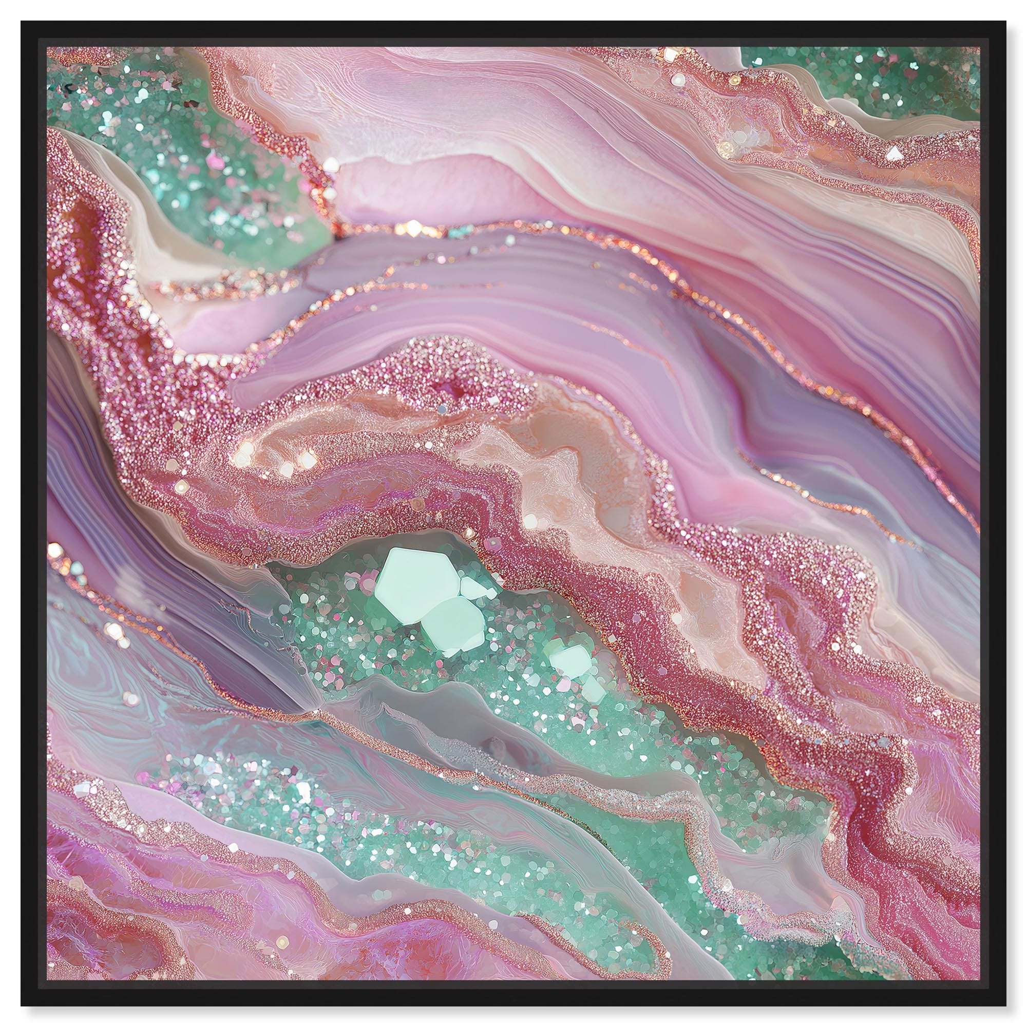 Pink and Mint Crystal II Canvas by Art Remedy