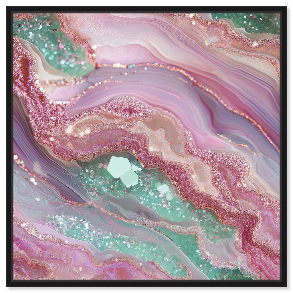Pink and Mint Crystal II Canvas by Art Remedy