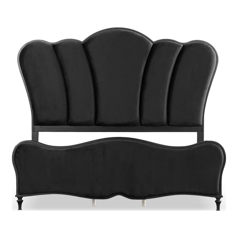 Furniture of America Seabliss Glam 2-Piece Black Solid Wood Panel Bedroom Set