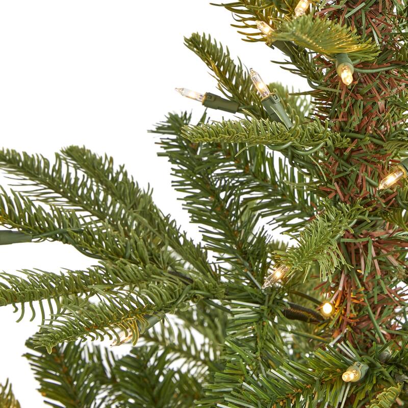 4’ Pre-Lit Washington Spruce Artificial Christmas Tree, Clear LED Lights - 4 Foot