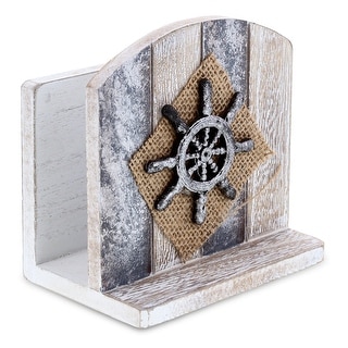 CoTa Global Silver Sea Nautical Wooden Napkin Holder - Handmade - 4.8″Lx4.5″Wx3.1″H