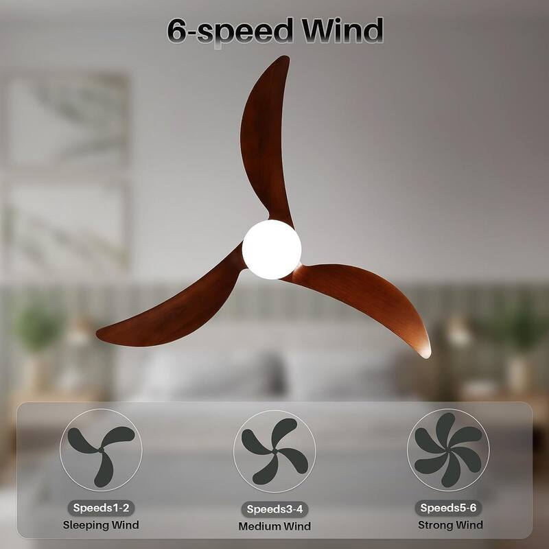 Sofucor 18" Wood Beaded Ceiling Fan with Light & Remote,Flush Mount Chandelier Fan with 6-Speed Reversible Caged Ceiling Fan