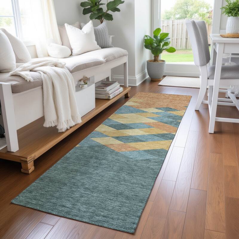 Machine Washable Indoor/ Outdoor Modern Avo Chantille Rug