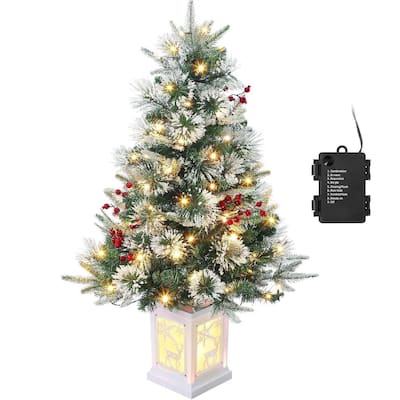 3 Ft Artificial Pre-Lit Christmas Tree, Deer lightbox Box
