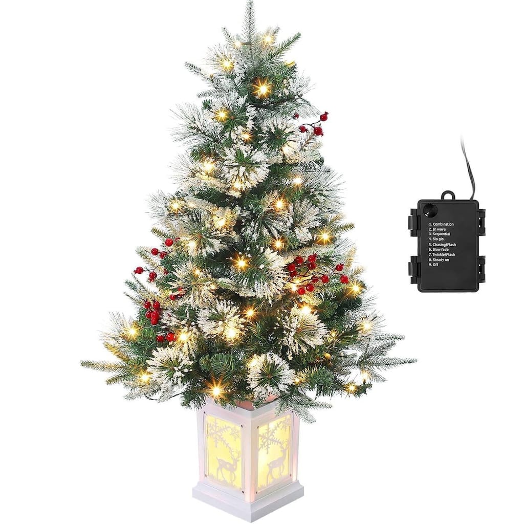 3 Ft Artificial Pre-Lit Christmas Tree, Deer lightbox Box