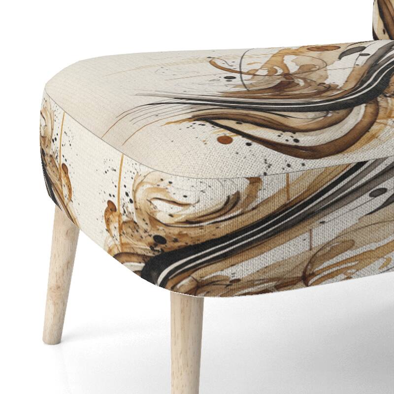 Designart "Brown And Black Movement I" Upholstered Modern & Contemporary Accent Chair and Modern & Contemporary Arm Chair