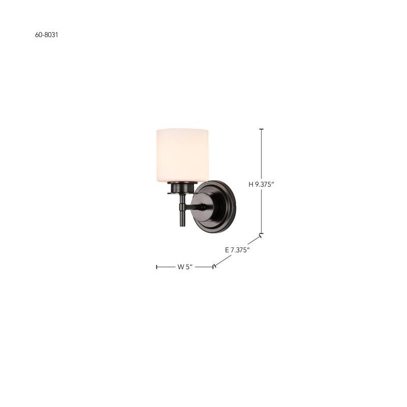 Warren 1 Light Vanity Gun Metal with Satin White Glass - Gun Metal