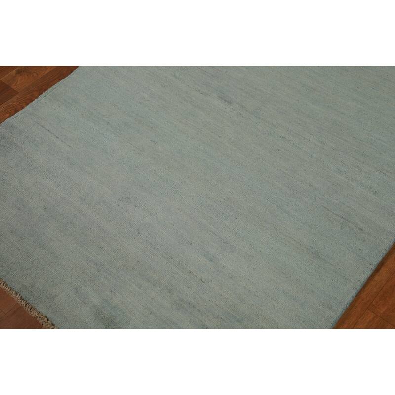 Blue & Green Gabbeh Oriental Foyer Rug Hand-Knotted Wool Carpet - 3'4"x 4'10"