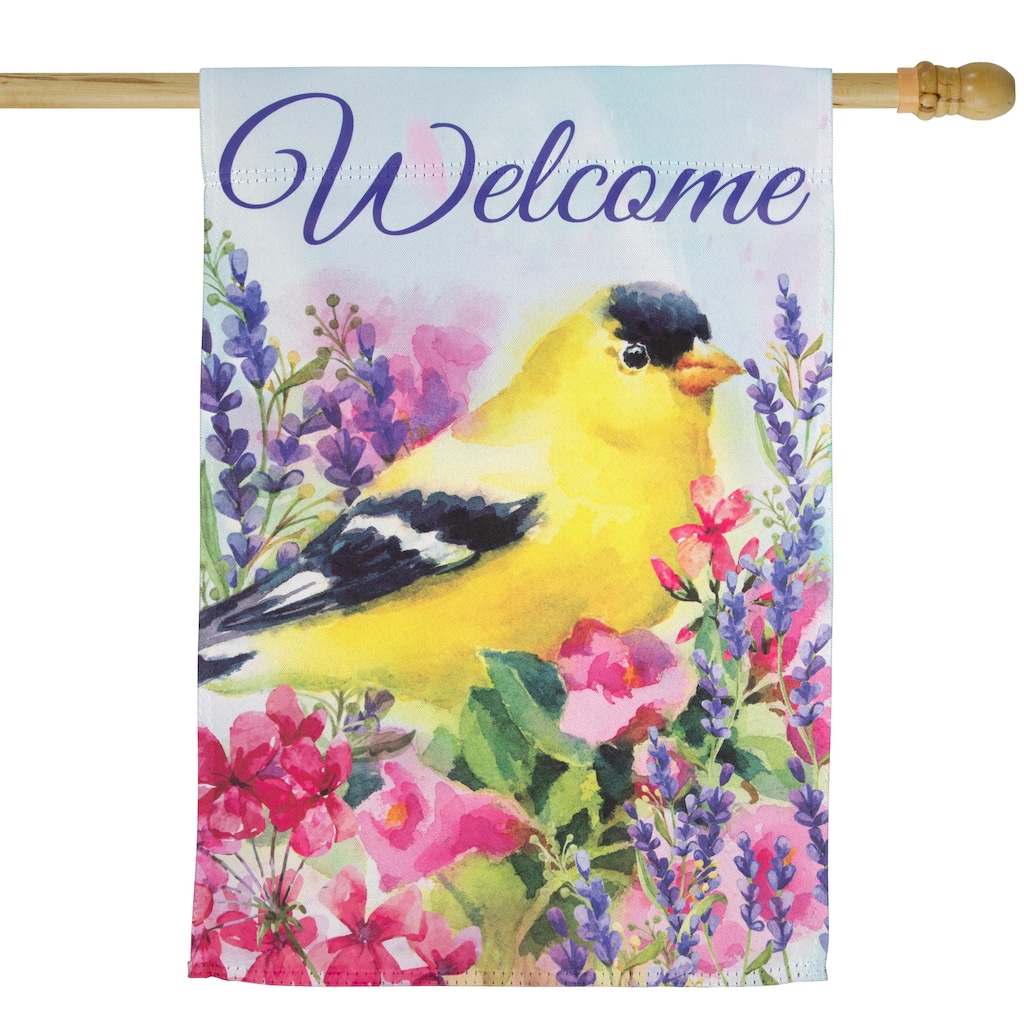 Welcome Yellow Finch Spring Outdoor House Flag 28" x 40"