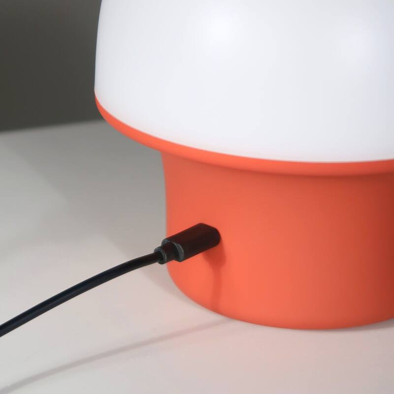 Portobello 6.6 in Sleek Matte Red Modern Portable Indoor/Outdoor Integrated LED Bedside Table Lamp with Built-In Dimmer