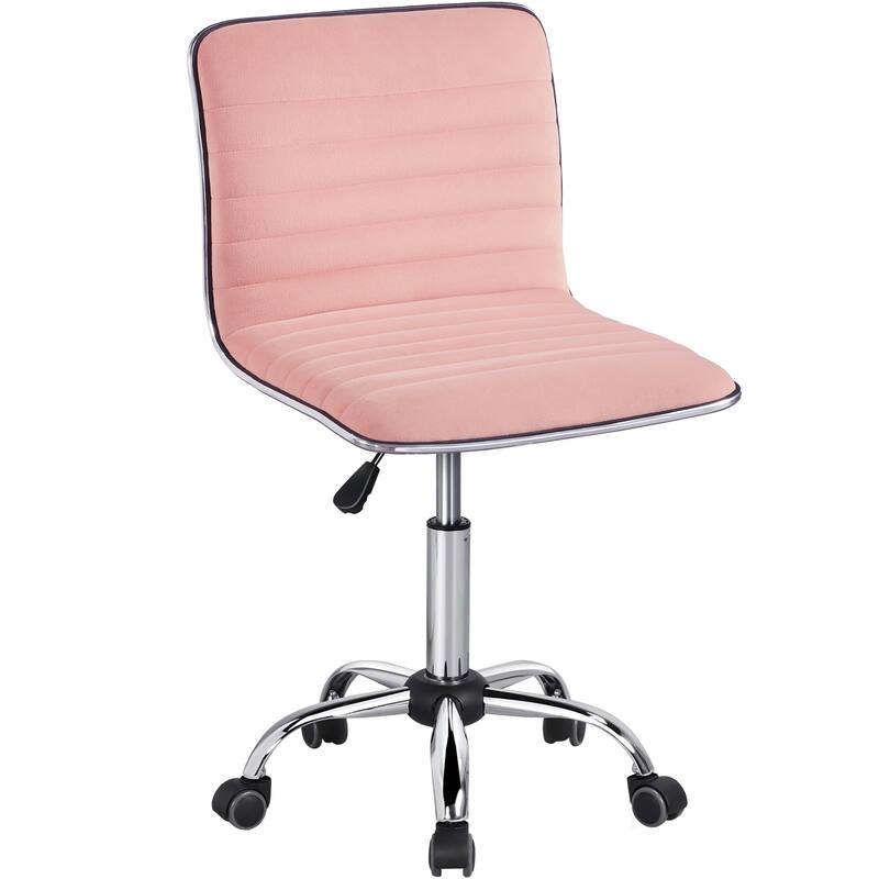 Yaheetech Velvet Low Back Armless Desk Chair Office Chair with Wheels - 19″ L × 19″ W × (31-37)″ H