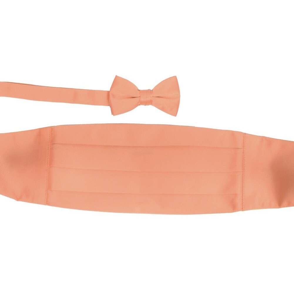 Boys Peach Cummerbund Bow-tie Special Occasion Accessories Set