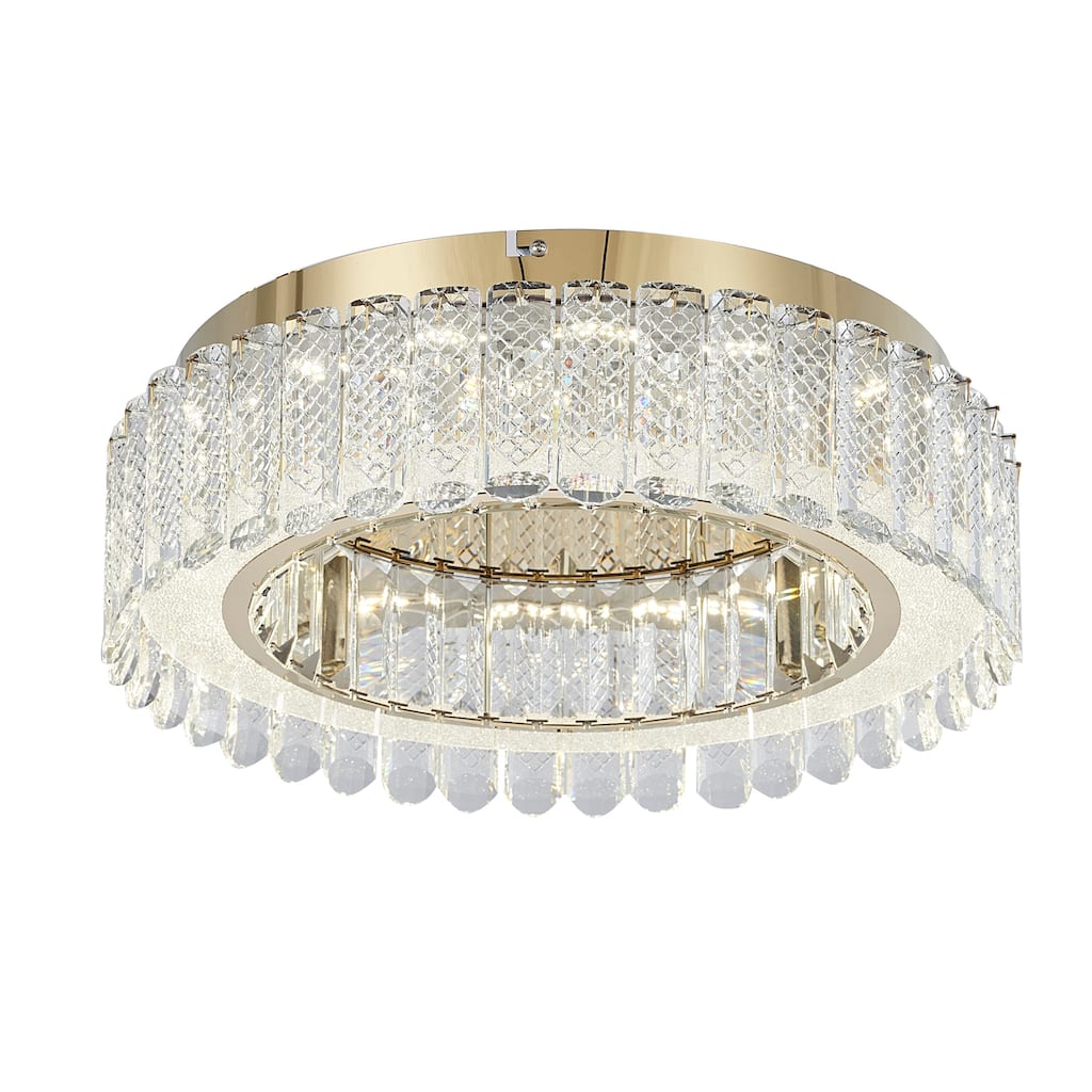 Gold Stainless Steel LED Flush Mount With Crystals