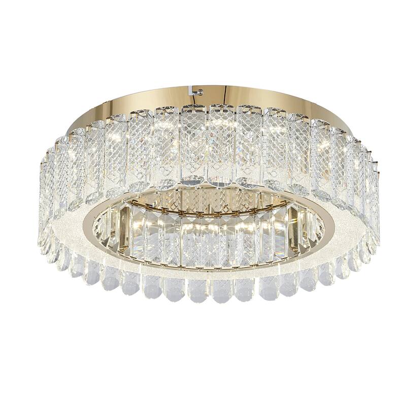 Gold Stainless Steel LED Flush Mount With Crystals