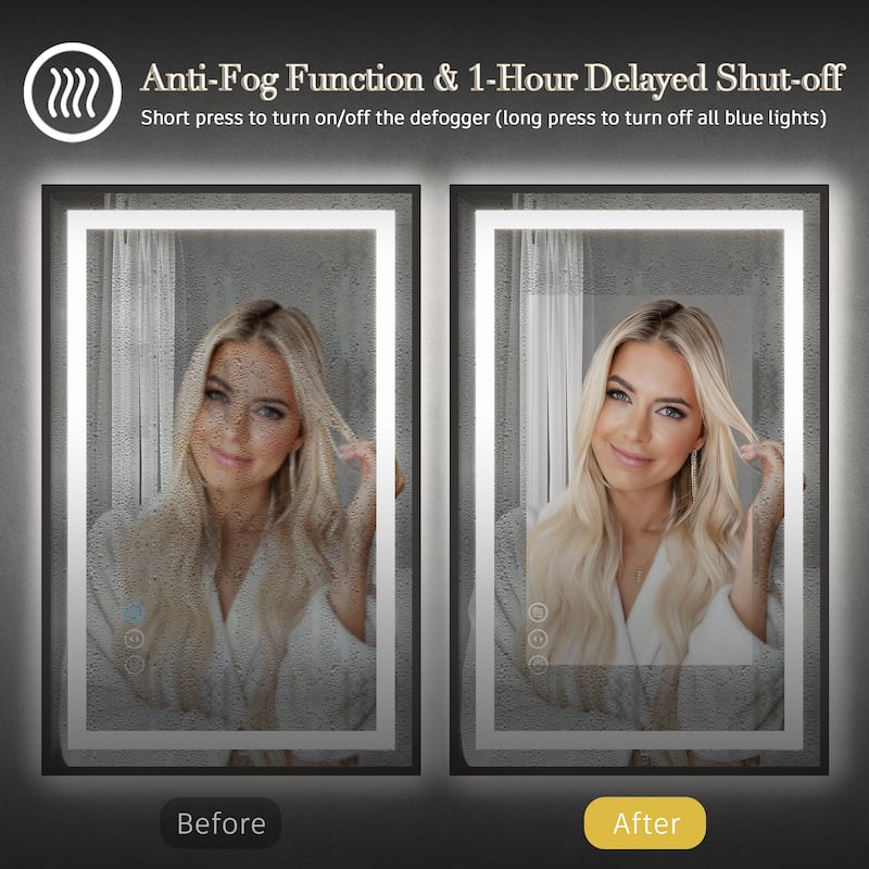 KIOTEE 24V Ultra-Bright LED Bathroom Mirror, Anti-Fog, Tempered Glass