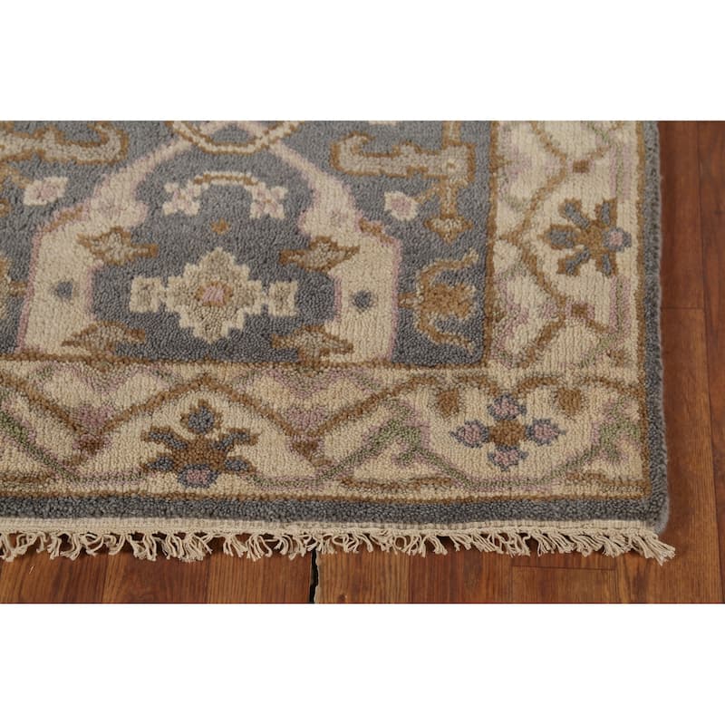 Gray Oushak Oriental Runner Rug Hand-Knotted Wool Carpet - 2'8"x 8'0"