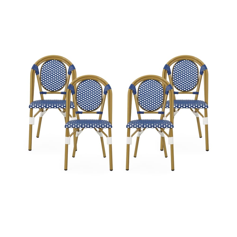 Remi Faux Bamboo/ Faux Rattan Outdoor French Cafe Chairs (Set of 4) by Christopher Knight Home