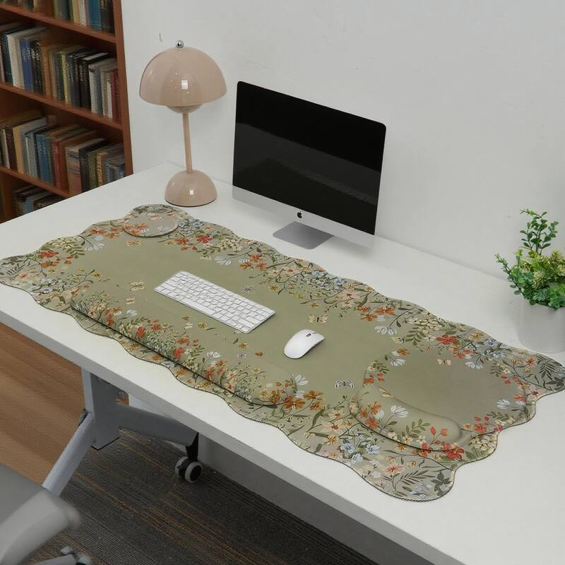 4Pcs Floral Ergonomic Desk Pad Set Flower Mat Desk Decor For Keyboard Laptop Computer