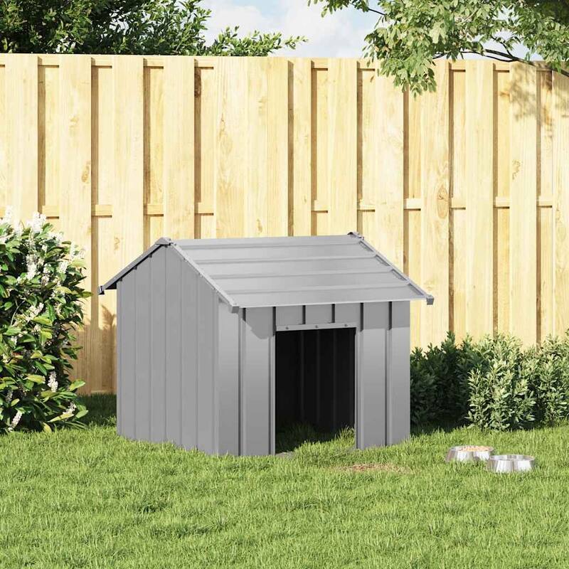 vidaXL Dog House Grey Galvanized Steel 33.5 x 42.1 x 31.9 in Dog House
