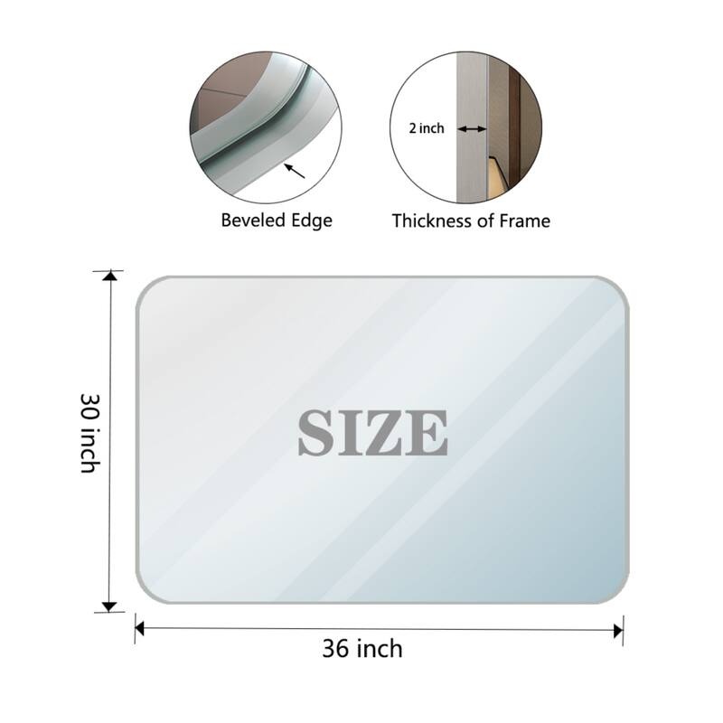 Glossy Brushed Rounded Corner Rectangular Wall Mirror