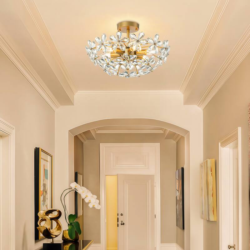 Starsky 6 Light Crystal Flower Shaped Flush Mount