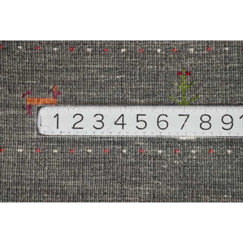 Hand Knotted Oriental 100% Wool Carpet Tribal Animal Pictorial Greys & Charcoal Gabbeh Area Rug - 4' 11'' X 3' 0''