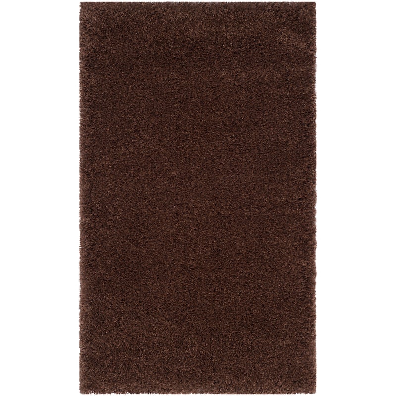 SAFAVIEH Santa Monica Shag Einara 2-inch Thick Area Rug - 3' Square - Brown - Square