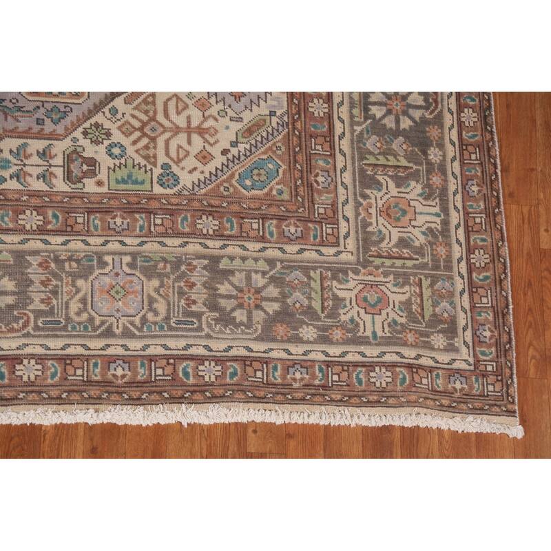 Traditional Tabriz Persian Vintage Area Rug Hand-Knotted Wool Carpet - 9'3"x 12'5"
