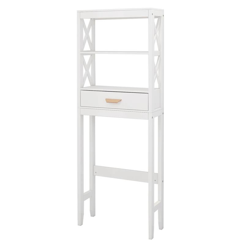 Over the Toilet Storage Cabinet White with one Drawer and 2 Shelves