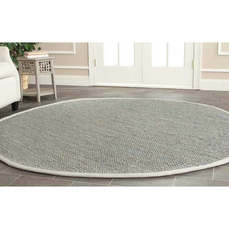 SAFAVIEH Handmade Natural Fiber Bariaa Jute Rug - 7' Round - Green/Grey