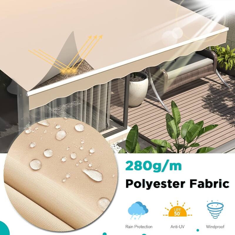 AECOJOY Manual Retractable Patio Awning Outdoor Sunshade Shelter (Cover Only)