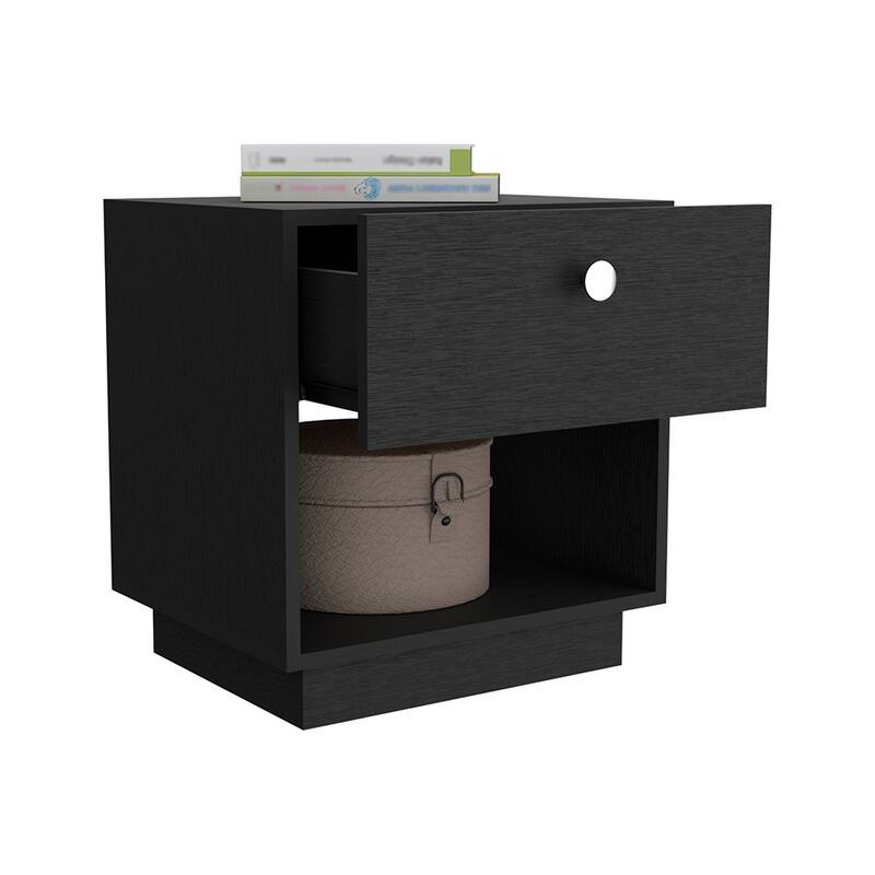 Nightstand Viliigili,One Drawer,Black Wengue Finish，for Living Room,and Dining Room