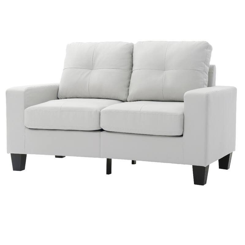 Flared Arm Faux Leather Tufted Straight Sofa - 58" - White