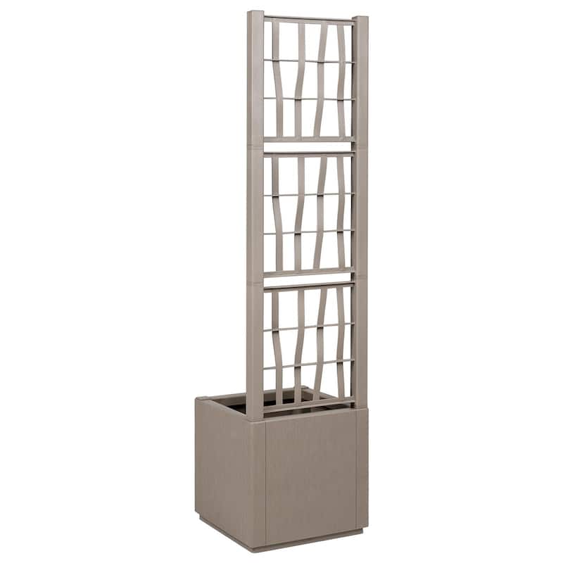 vidaXL Garden Planter with Trellis Trough Plant Pot Flower Box Outdoor PP - 14.2 x 14.2 x 55.1 in