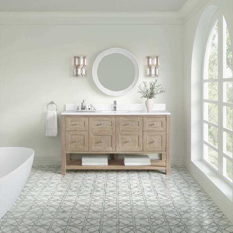 Breckenridge 60" Single Vanity, Whitewashed Oak - 60S