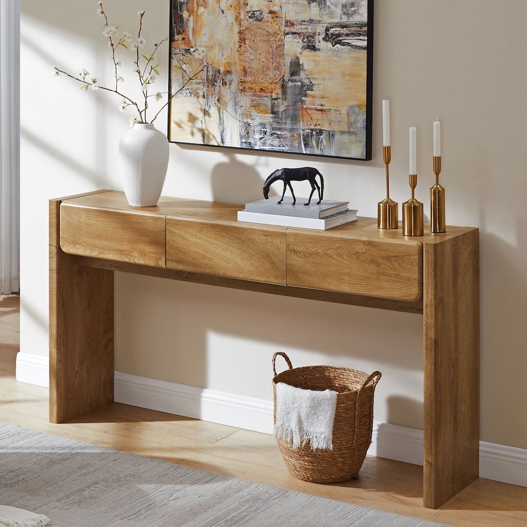Farmhouse 3-Drawers Console Table, Entryway Table, Sofa Table