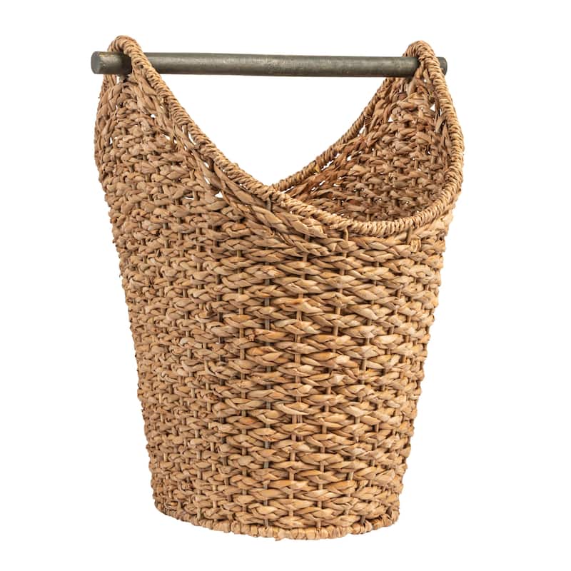 Braided Oval Toilet Paper Basket with Wood Bar