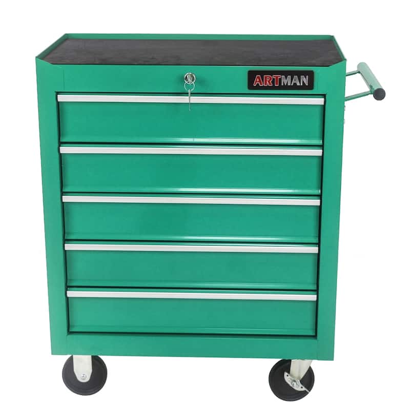 5 Drawers Multifunctional Tool Cart With WheelsGreen Bed Bath