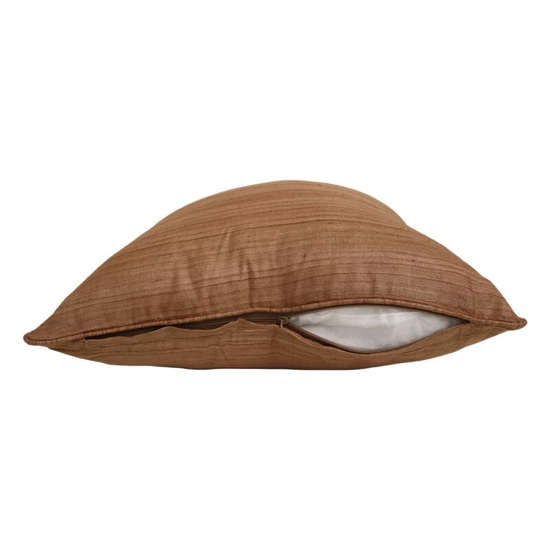 Home&Manor Raw Silk Throw Pillow 18" Light Tan
