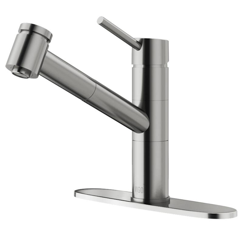 VIGO Branson 9" H Single Handle Pull-Out Sprayer Kitchen Faucet