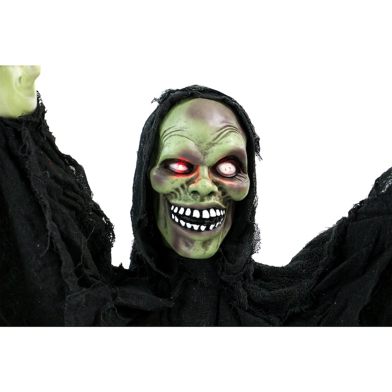 Haunted Hill Farm 24 In. Pop-Up Animatronic Ghoul, Indoor/Outdoor Halloween Decoration, Flashing Red Eyes, Poseable, Battery