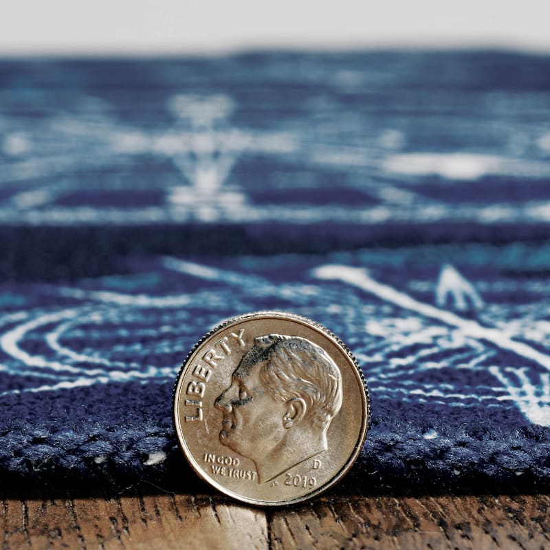 Simon Machine Washable Blue and Ivory Area Rug