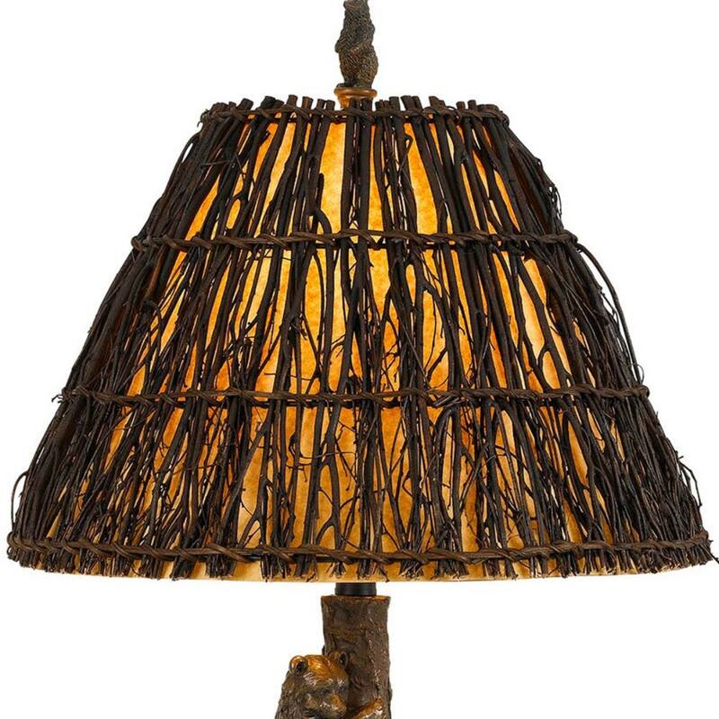 30" Tall Rustic Lodge Table Lamp with Rattan Empire Shade and Bronze Resin Base 3-Way Switch - 29.5" H x 17" W x 17" D